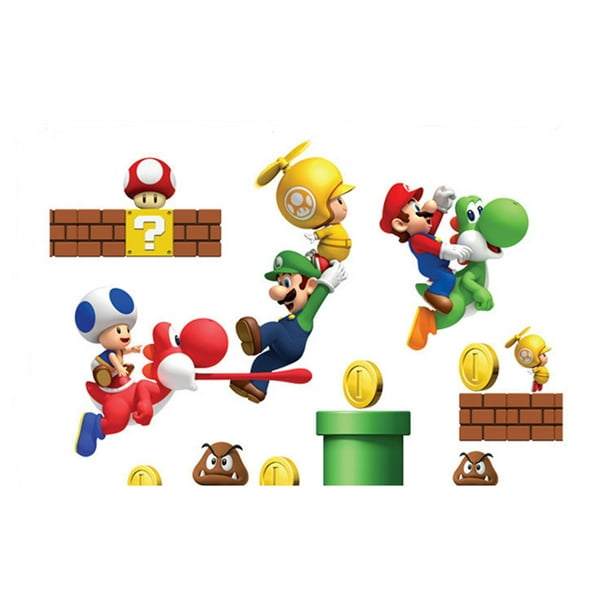 Cartoon Super Mario Wall Stickers Game Mural Removable Wall Decal For Kids Rooms